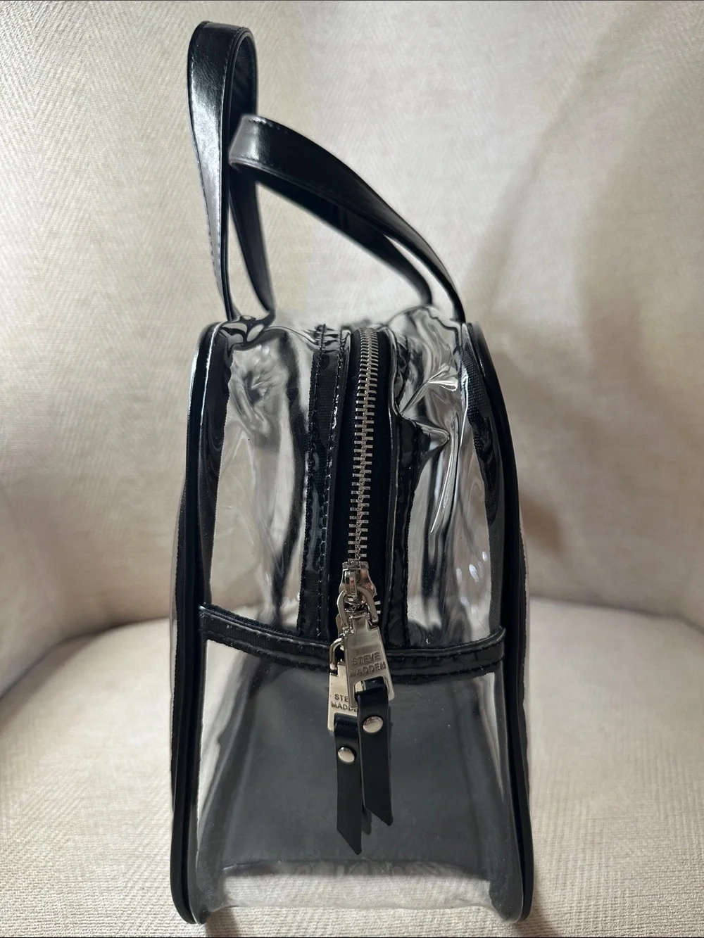 Steve Madden Clear Tote with Black Trim and Handles